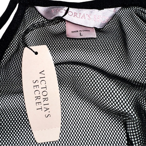 NWT 2004 Victoria’s Secret Net w/ Lace Appliques & Rhinestone Chemise in Black - Picture 3 of 5